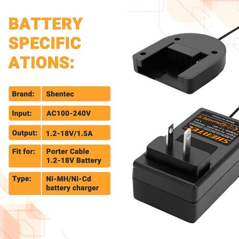 Shentec 2 حزمة بطارية بديلة Ni-MH 4.5Ah 18V متوافقة مع كابل Porter PC18B PCC489N PCMVC PCXMVC (يتضمن شاحن بطارية Ni-MH/Ni-Cd) in Saudi Arabia