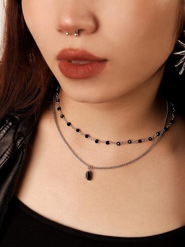 Sacina Gothic Boho Layered Red Crystal Necklace, Red Choker, Gothic Choker, Christmas Jewelry Gift For Women in Saudi Arabia