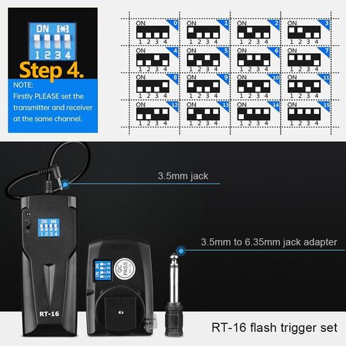 GODOX RT-16 Flash Trigger Set for Photo Monolight Studio Strobe, Universal 433MHz 16 Channels Wireless Trigger 1 Transmitter 2 Receiver Kit, Compatible with Canon Sony Nikon Fuji Olympus Pentax Camera in Saudi Arabia