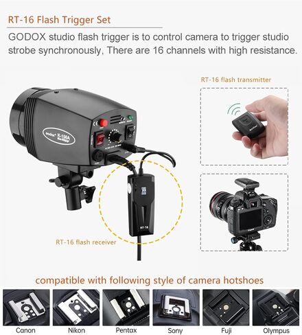 GODOX RT-16 Flash Trigger Set for Photo Monolight Studio Strobe, Universal 433MHz 16 Channels Wireless Trigger 1 Transmitter 2 Receiver Kit, Compatible with Canon Sony Nikon Fuji Olympus Pentax Camera in Saudi Arabia
