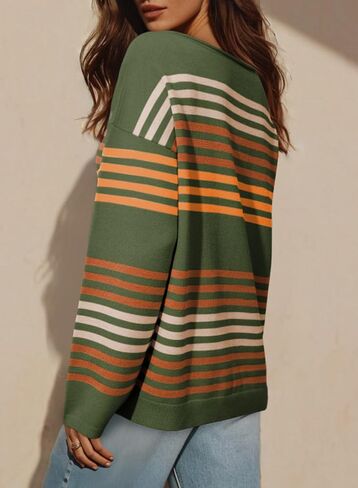 سترات Dokotoo النسائية الكاجوال المخططة لخريف 2025، بلوفر محبوك فضفاض عصري in Saudi Arabia