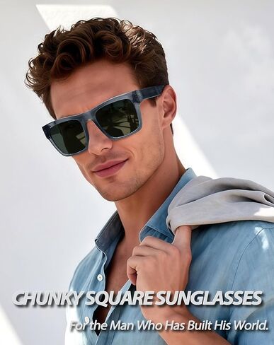 نظارات شمسية مربعة من Joopin Acetate للرجال مستقطبة للحماية من الأشعة فوق البنفسجية 400، نظارات شمسية عصرية كبيرة الحجم بظلال كلاسيكية للنساء in Kuwait