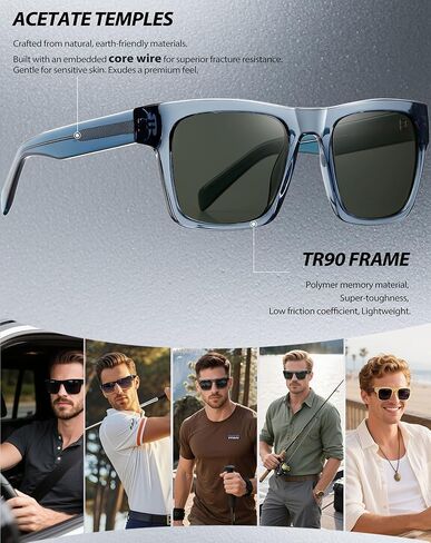 نظارات شمسية مربعة من Joopin Acetate للرجال مستقطبة للحماية من الأشعة فوق البنفسجية 400، نظارات شمسية عصرية كبيرة الحجم بظلال كلاسيكية للنساء in Kuwait