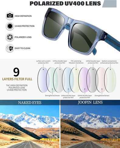 نظارات شمسية مربعة من Joopin Acetate للرجال مستقطبة للحماية من الأشعة فوق البنفسجية 400، نظارات شمسية عصرية كبيرة الحجم بظلال كلاسيكية للنساء in Kuwait