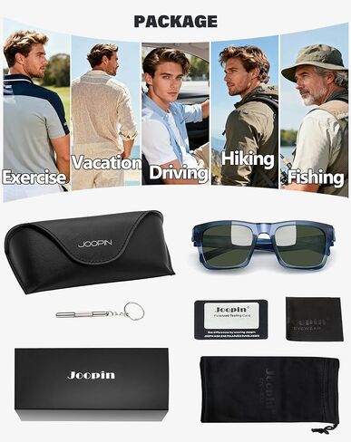 نظارات شمسية مربعة من Joopin Acetate للرجال مستقطبة للحماية من الأشعة فوق البنفسجية 400، نظارات شمسية عصرية كبيرة الحجم بظلال كلاسيكية للنساء in Kuwait