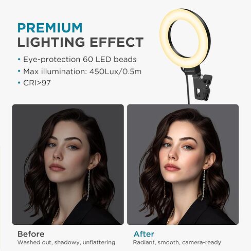 InnoGear Video Conference Light, On-Camera Video Lights for Monitor Desk LED Streaming Lighting with Remote and Touch Control Selfie Zoom Lighting for Computer Webcam Laptop Podcast, Recording in Saudi Arabia
