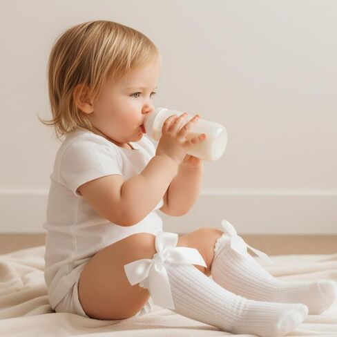 Baby Knee High Socks Non Slip Baby Girl Socks Cotton Bow Infant Stockings Ruffle Toddler Long Sock 0-12M/1-2Y in Saudi Arabia