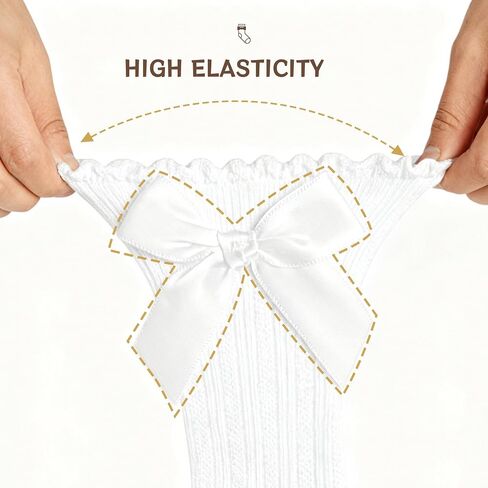 Baby Knee High Socks Non Slip Baby Girl Socks Cotton Bow Infant Stockings Ruffle Toddler Long Sock 0-12M/1-2Y in Saudi Arabia
