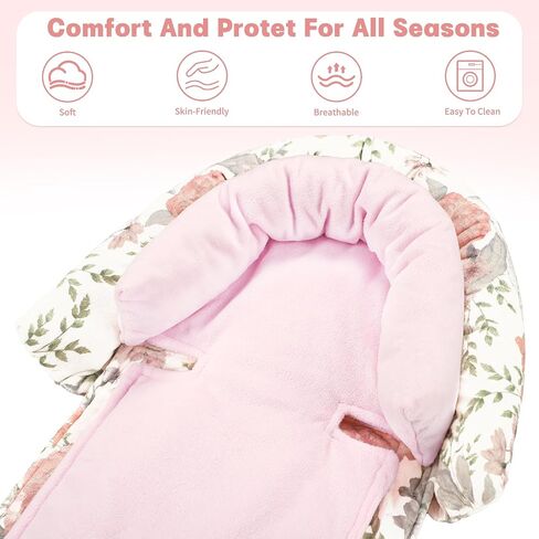 مقعد السيارة للطفل ، الدعم HNHUAMING BABY CAR SET SET HEAD & BODY مع وسادات حزامين ، وسادة إدراج للسيارات الناعمة حديثي الولادة للبنات ، مقعد السيارة ، عربة ، أرجوحة ، حارس ، وردي in Saudi Arabia