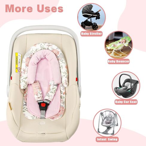 مقعد السيارة للطفل ، الدعم HNHUAMING BABY CAR SET SET HEAD & BODY مع وسادات حزامين ، وسادة إدراج للسيارات الناعمة حديثي الولادة للبنات ، مقعد السيارة ، عربة ، أرجوحة ، حارس ، وردي in Saudi Arabia