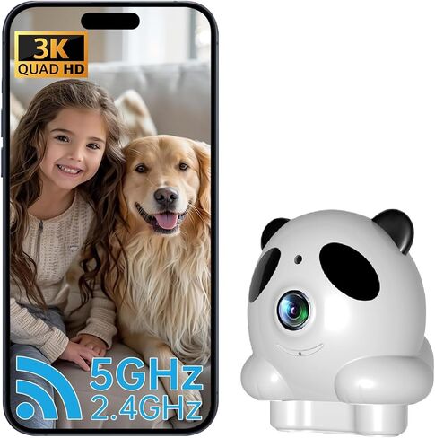 Indoor 3K Security Camera,5G and 2.4G WiFi/Dog/Baby Camera with Phone app,Human Pet Motion AI,Night Vision, 2-Way Audio,SD/Cloud Storage,Compatible with Alexa&Google Home in Saudi Arabia