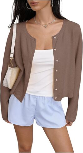 SOLY HUX Button Down Lightweight Cardigans for Women Trendy Crop Cardigan Sweaters Cute Knitwear Back to School Outfits in Saudi Arabia