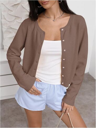 SOLY HUX Button Down Lightweight Cardigans for Women Trendy Crop Cardigan Sweaters Cute Knitwear Back to School Outfits in Saudi Arabia