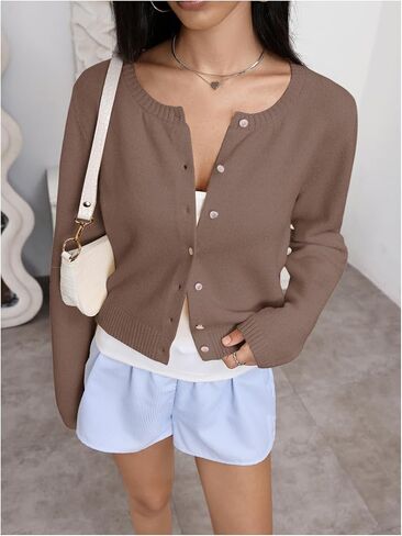 SOLY HUX Button Down Lightweight Cardigans for Women Trendy Crop Cardigan Sweaters Cute Knitwear Back to School Outfits in Saudi Arabia
