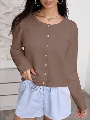 SOLY HUX Button Down Lightweight Cardigans for Women Trendy Crop Cardigan Sweaters Cute Knitwear Back to School Outfits in Saudi Arabia