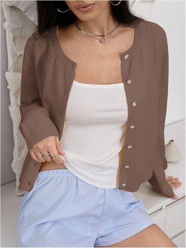 SOLY HUX Button Down Lightweight Cardigans for Women Trendy Crop Cardigan Sweaters Cute Knitwear Back to School Outfits in Saudi Arabia
