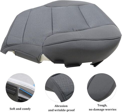 غطاء مقعد قماش بديل من جانب السائق أو الراكب رمادي داكن مناسب لسيارة Chevy Silverado/GMC Sierra 1500, 2500HD, 3500HD, SLT, SLE, Z71, Hybrid 2014 2015 2016 2017 2018 2019 in Saudi Arabia