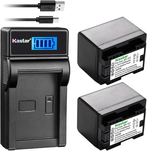 Kastar X2 Fully Decoded Battery + Slim LCD Charger for Canon BP-727 & VIXIA HF M50, HF M52, HF M500, HF R30, HF R32, HF R40, HF R42, HF R50, HF R52, HF R60, HF R62, HF R300, HF R400, HF R500, HF R600 in Saudi Arabia