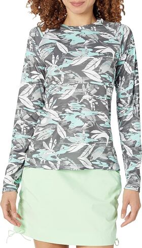 Columbia Womens PFG Super Tidal Tee Long Sleeve Fishing Shirt, Vintage Blue Hooked Up, Medium in Saudi Arabia