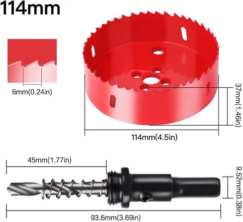 2.5 inch Hole Saw with Arbor for Metal Wood Plastic, 2-1/2 in Bimetal Hole Cutter for Different Project with Smooth and Flat Drilling Edge, Fast Chip Removal in Saudi Arabia