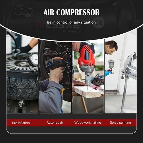 10 جالون ضاغط الهواء المحمول ، 2HP 8.76 CFM@115PSI 70DB ضاغط الهواء الهادئ الخالي من الزيت لإصلاح السيارة ، الرسم ، نهر الخشب ، 110 فولت/60 هرتز in Kuwait