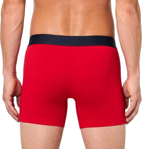 Lacoste Men's Cotton Stretch Big Croc Print Boxer Briefs, 3-Pack, Navy Blue/Grey/Red, Medium in Saudi Arabia