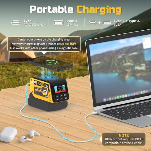 منظم الجهد 300W متوافق مع بطارية DeWalt 20V ، محول 1-30 فولت ، PD3.1 140W Type-C ، 15W Magnetic Magnetic ، 18W Type-A الشحن ، XT60 ومقبس سجائر DIOCK in Kuwait