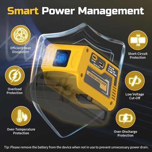 منظم الجهد 300W متوافق مع بطارية DeWalt 20V ، محول 1-30 فولت ، PD3.1 140W Type-C ، 15W Magnetic Magnetic ، 18W Type-A الشحن ، XT60 ومقبس سجائر DIOCK in Kuwait