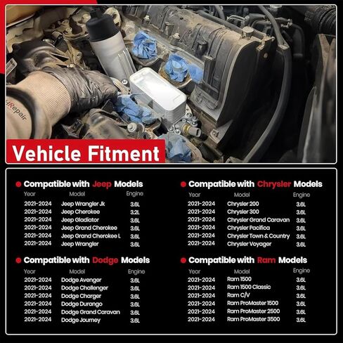 Aluminum Engine 3.6 Oil Cooler fits for 2017-2018 Jeep Dodge Chrysler Ram 3.6L V6 Oil Filter Housing Assembly Replacement 926-959 928-876 68310865AB in Saudi Arabia
