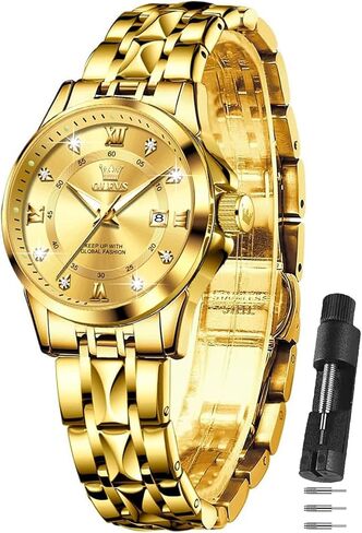 OLEVS Two Tone Watches for Women Gold and Silver Dress Womens Watches for Small Wrist Stainless Steel Arabic Numerals Easy to Read Waterproof Reloj para Mujer in Saudi Arabia