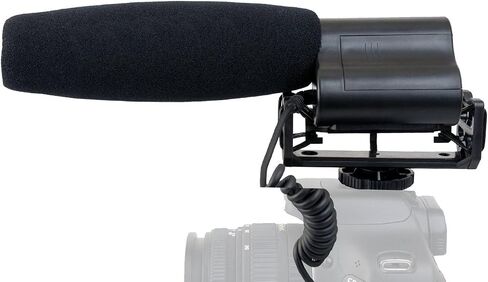 Shotgun Microphone (Stereo) with Windscreen & Dead Cat Muff for Sony HDR-CX455 (Includes Mounting Bracket) in Saudi Arabia