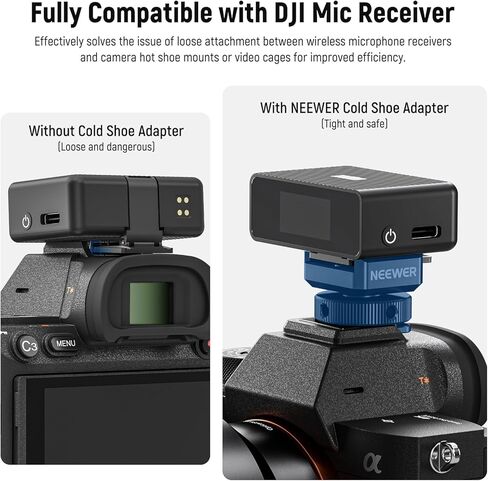 NEEWER Cold Shoe Mount Adapter Compatible with DJI Mic 2 Rode Wireless GO II Hollyland Saramonic NEEWER Wireless Mini Microphone, Anti Interference Offset Contact Design for Speedlite Flash, UA079 in Kuwait