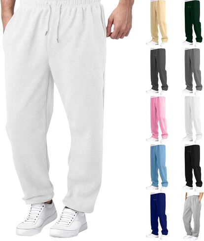 Boys Baggy Sweatpants,Wide Leg Straight Open Bottom Pants Elastic Waist Athletic Joggers with Pockets Sweat Pants 5-16T in Saudi Arabia