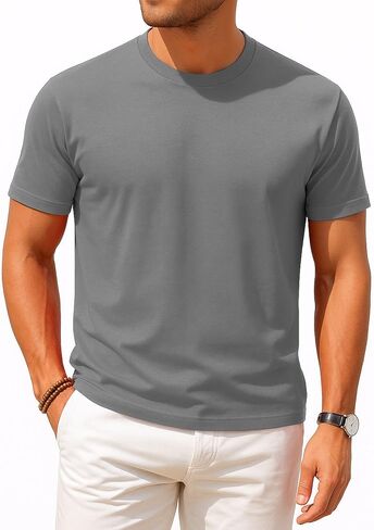 Mens T-Shirts Short Sleeve Crew Neck Solid Fashion Tee Shirts in Saudi Arabia