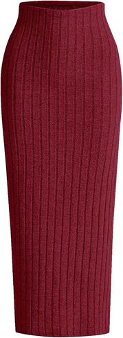 Milumia Women's High Waist Ribbed Knit Long Pencil Skirt Casual Bodycon Maxi Skirts in Kuwait
