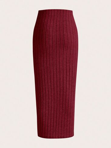 Milumia Women's High Waist Ribbed Knit Long Pencil Skirt Casual Bodycon Maxi Skirts in Kuwait