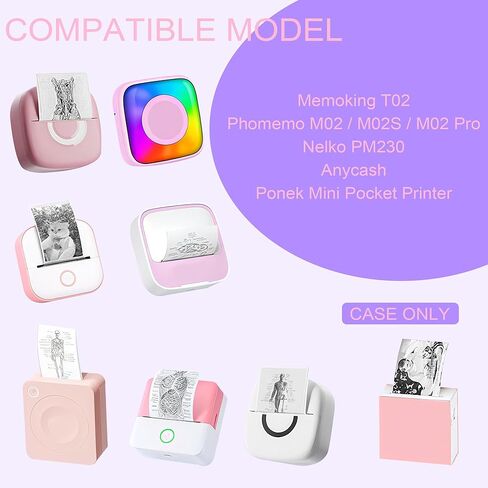 حالة طابعة ملصق محمولة متوافقة مع Memoning T02 ، Phomemo M02 / M02S / M02 Pro ، Nelko PM230 ، anycash ، Ponek Mini Pocket Print in Kuwait