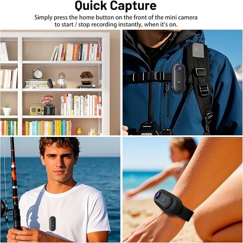 4K Mini WiFi Action Camera 128GB Thumb Pov Portable Body Cam مسجل فيديو يمكن ارتداؤه مع كاميرا الفيديو المقاومة للماء IPX7 ، جبل خوذة ، مغناطيسي ، Pocket Sport DV لركوب الدراجات ، الحيوانات الأليفة ، المدونة (أبيض) in Kuwait