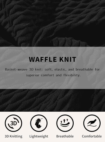 Men's Waffle-Knit Hooded Pullover Sweater Solid Color Hoodie with Adjustable Drawstrings & Leather Tag in Kuwait