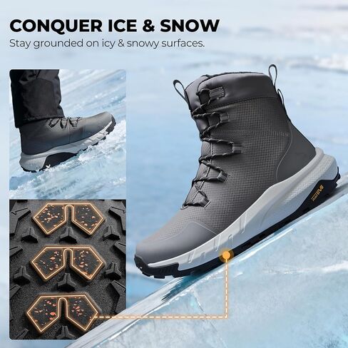 NORTIV 8 Men's Wide Winter Boots Grip on Snow Ice Insulated Waterproof Lightweight Comfortable Hiking Outdoor Boots in Saudi Arabia