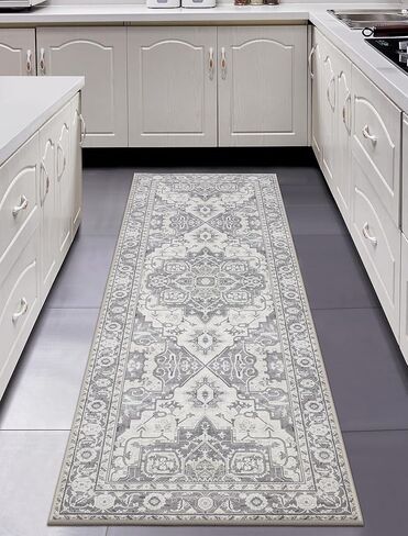MaxRugrs Washable Runner Rug 2x10 Kitchen Rug Runner for Hallways- Upgraded Thicker & No Creases Throw Rugs for Entryway,Stain Resistant Non Skid Hallway Runner Rugs for Bedroom&Laundry Mat,Grey in Kuwait