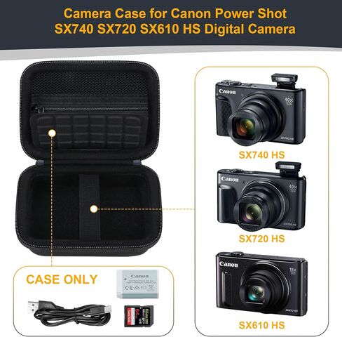 علبة الكاميرا لـ Canon PowerShot SX740/ SX730/ SX720/ SX710/ SX610/ SX260/ ELPH 360 HS الكاميرا الرقمية ، حقيبة سفر كاميرات مدونة ، جيب شبكة للبطاريات ، بطاقات SD وكابلات USB ، وردي in Saudi Arabia