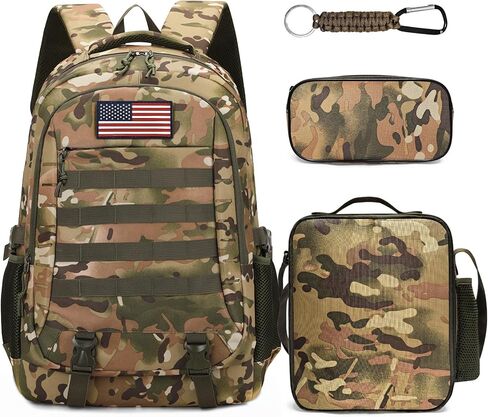 Camo Backpack for Boys backpack for School Bags for Boy Bookbag and Lunch Box Pencil Case Set Children Kids Teens Elementary Middle High School Outdoor Camping (Camo Backpack Set 1) in Saudi Arabia
