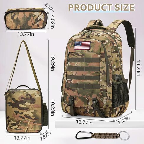 Camo Backpack for Boys backpack for School Bags for Boy Bookbag and Lunch Box Pencil Case Set Children Kids Teens Elementary Middle High School Outdoor Camping (Camo Backpack Set 1) in Saudi Arabia