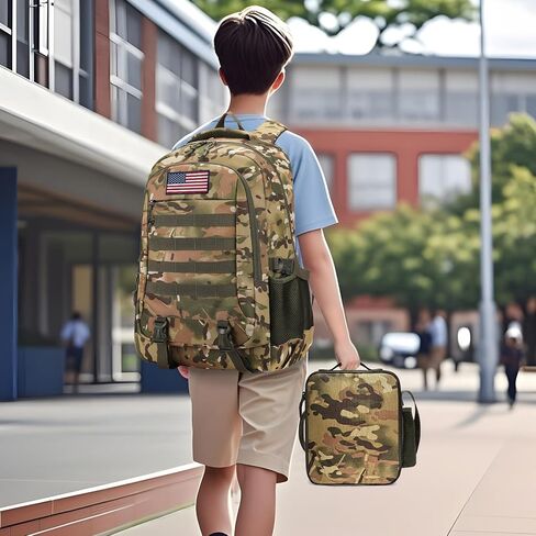 Camo Backpack for Boys backpack for School Bags for Boy Bookbag and Lunch Box Pencil Case Set Children Kids Teens Elementary Middle High School Outdoor Camping (Camo Backpack Set 1) in Saudi Arabia