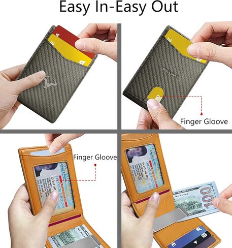 Slim Wallet Men, Leather Wallet Front Pocket Card Holders for Gift Men 3"X4.3" in Saudi Arabia
