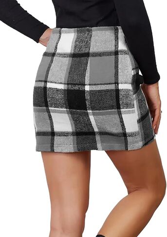 التنانير النسائية منقوشة الخريف عالية الخصر قلم رصاص تمتد Bodycon ألف خط تنورة الشتاء البسيطة in Kuwait