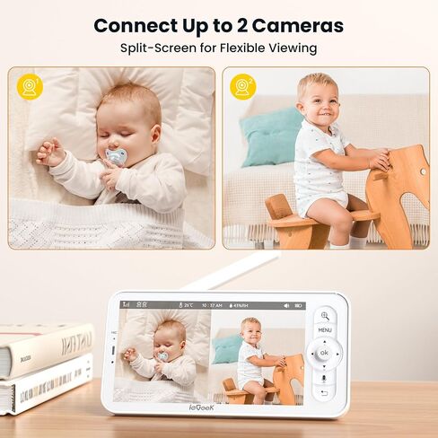 IEGEEK Baby Monitor مع شاشة 5 بوصة عالية الدقة ، 2K الكاميرا والرؤية الليلية-الوضع المزدوج WiFi/NO-WIFI ، PTZ ، الكشف عن Cry/Motion ، صوت ثنائي الاتجاه ، مستشعر مؤقت/رطوبة ، تتبع تلقائي ، تطبيق آمن و Contro عن بُعد in Saudi Arabia