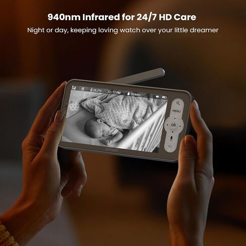 IEGEEK Baby Monitor مع شاشة 5 بوصة عالية الدقة ، 2K الكاميرا والرؤية الليلية-الوضع المزدوج WiFi/NO-WIFI ، PTZ ، الكشف عن Cry/Motion ، صوت ثنائي الاتجاه ، مستشعر مؤقت/رطوبة ، تتبع تلقائي ، تطبيق آمن و Contro عن بُعد in Kuwait