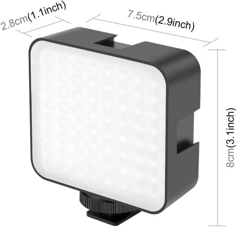 Puluz 100 LED Video Light ، 5W 3-Color Terfere Dimmable (2900K-6500K) ملء ضوء الكاميرا مع بطارية حذاء بارد USB-C/AA مدعوم من DSLR Camcorder Vlogging Macro الفوتوغرافي in Saudi Arabia